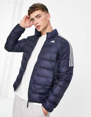 adidas Outdoor essential down puffer jacket in navy - ASOS Price Checker