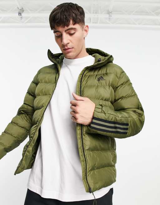adidas - Outdoor - Gewatteerd jack met capuchon in kaki 
