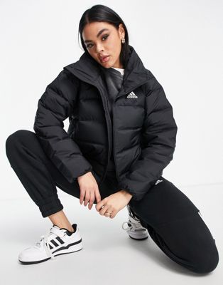 adidas Outdoor Helionic down puffer jacket in black | ASOS