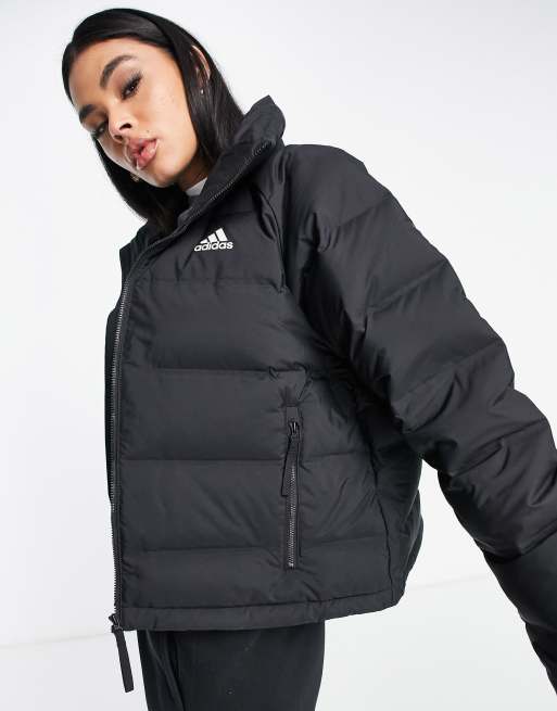 adidas Outdoor Helionic down puffer jacket in black