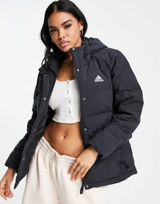 adidas Outdoor Helionic hooded jacket in black - ASOS Price Checker