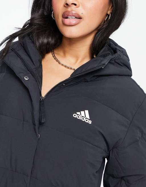 Adidas women's helionic outlet down hooded jacket