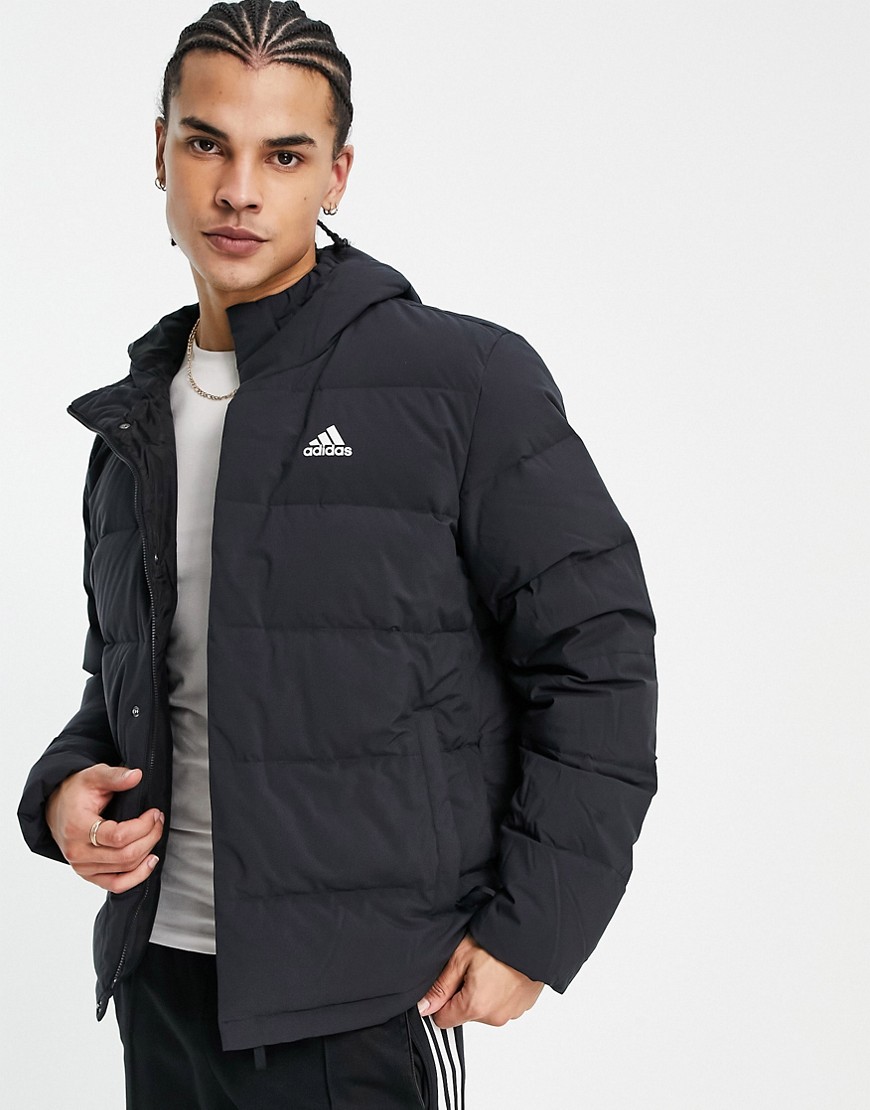 adidas Outdoor Helionic hooded puffer jacket in black