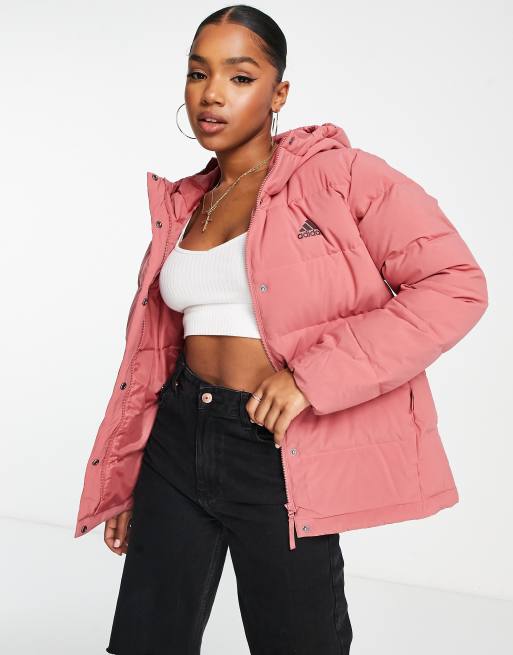 Adidas pink puffer outlet jacket