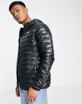 adidas Outdoors hooded down quilted jacket in black