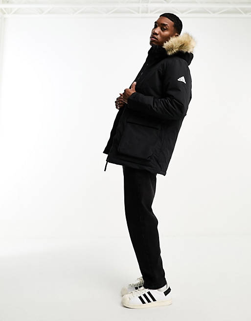 adidas Outdoor hooded jacket in black | ASOS