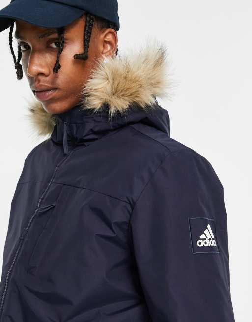 adidas Outdoor hooded parka in navy