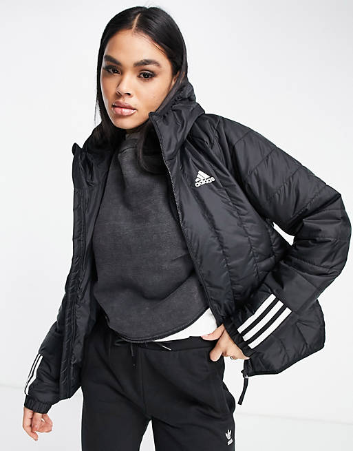 Coats & Jackets adidas Outdoor Itavic hooded light puffer jacket in black 
