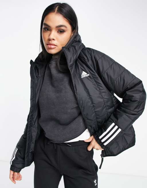 adidas Outdoor Itavic hooded light puffer jacket in black | ASOS