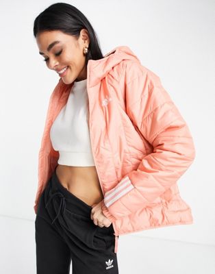 adidas Outdoor Itavic hooded light puffer jacket in pink - ASOS Price Checker