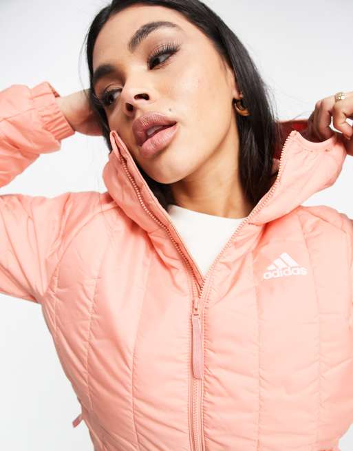 adidas Outdoor Itavic hooded light puffer jacket in pink ASOS