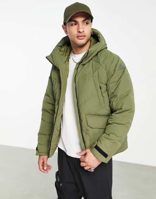 adidas - Outdoor - Premium donsjack met zakken in kaki, 2 van 4
