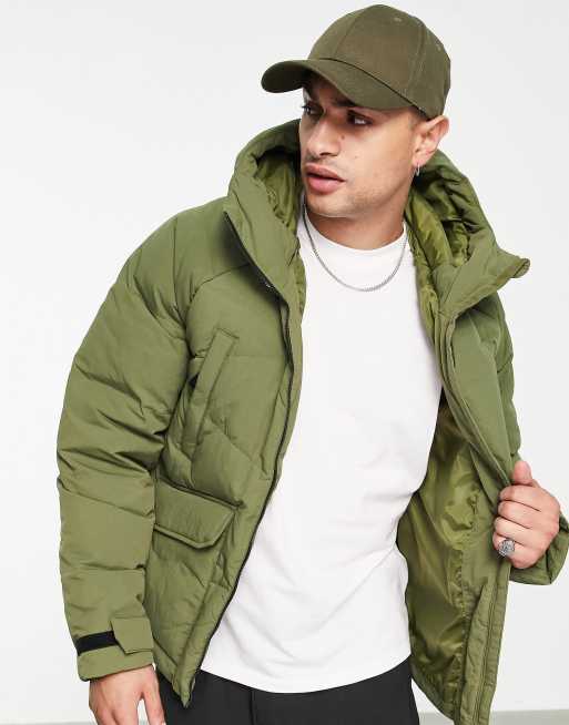 adidas - Outdoor - Premium donsjack met zakken in kaki, 3 van 4