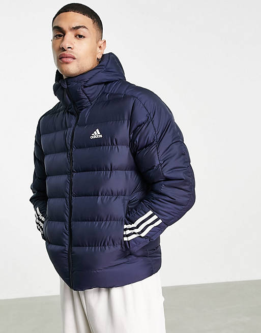 adidas Outdoor Primegreen puffer jacket with hood and three 