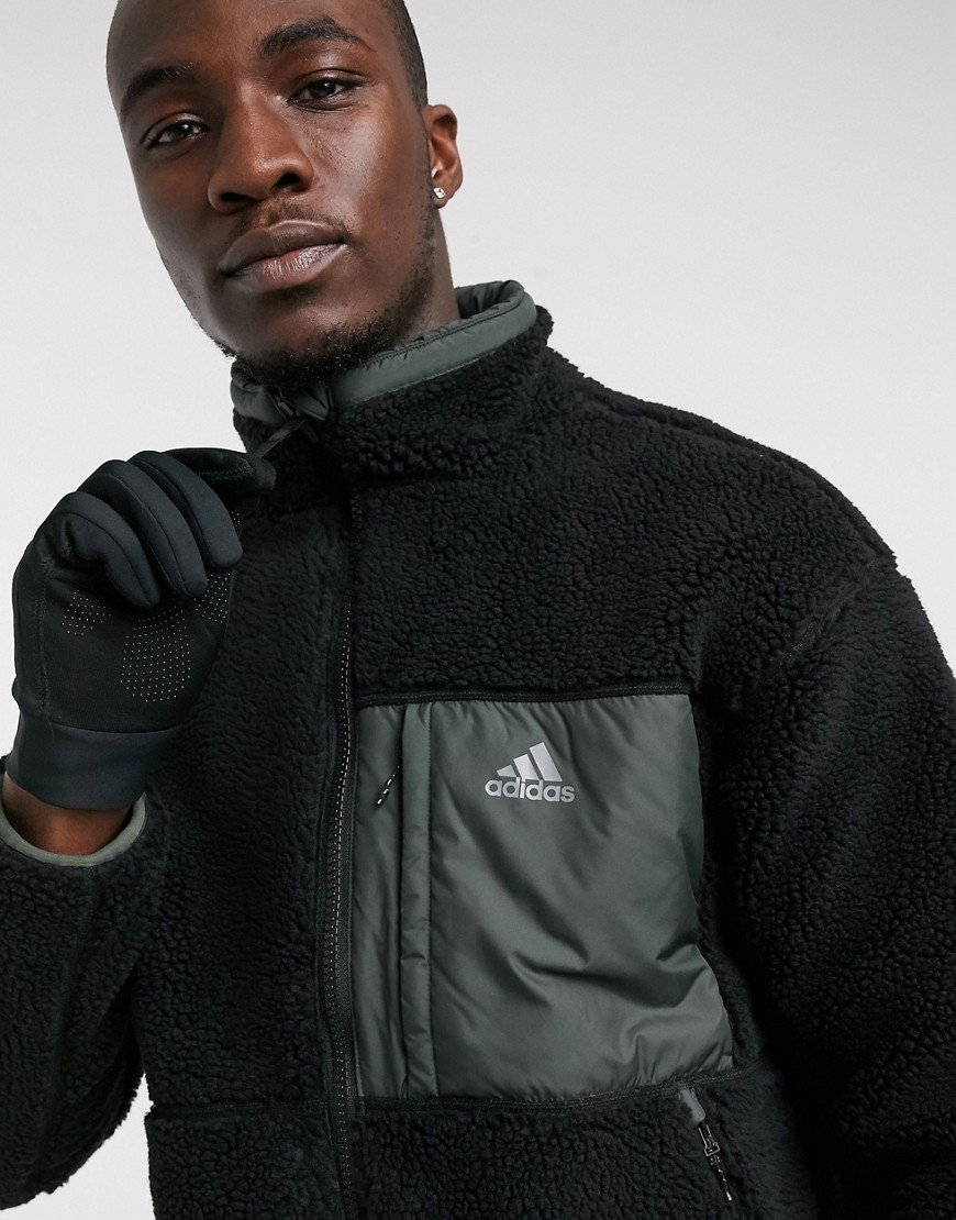 Adidas Outdoor reversible padded jacket in gray-Green