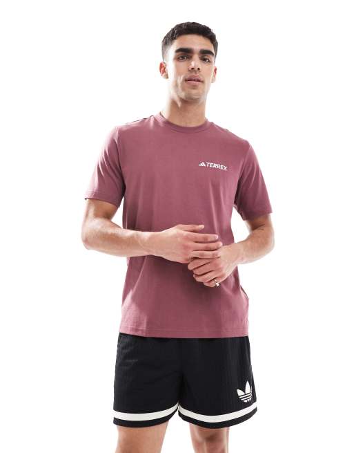 adidas - Outdoor Terrex - Bordeaux T-shirt med logo på brystet, 2 af 4