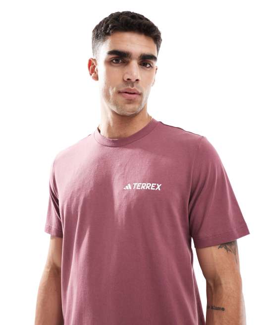 adidas - Outdoor Terrex - Bordeaux T-shirt med logo på brystet, 3 af 4