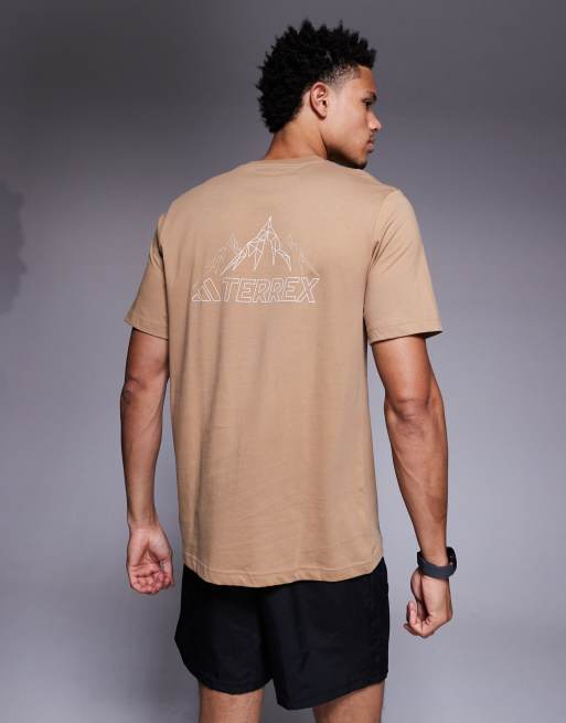 adidas - Outdoor Terrex - T-shirt à imprimé montagne - Marron