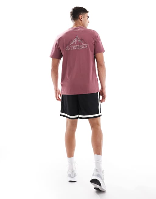 adidas - Outdoor Terrex - T-shirt color bordeaux con logo sul petto