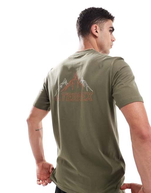 adidas - Outdoor Terrex - T-shirt color verde oliva con logo sul petto