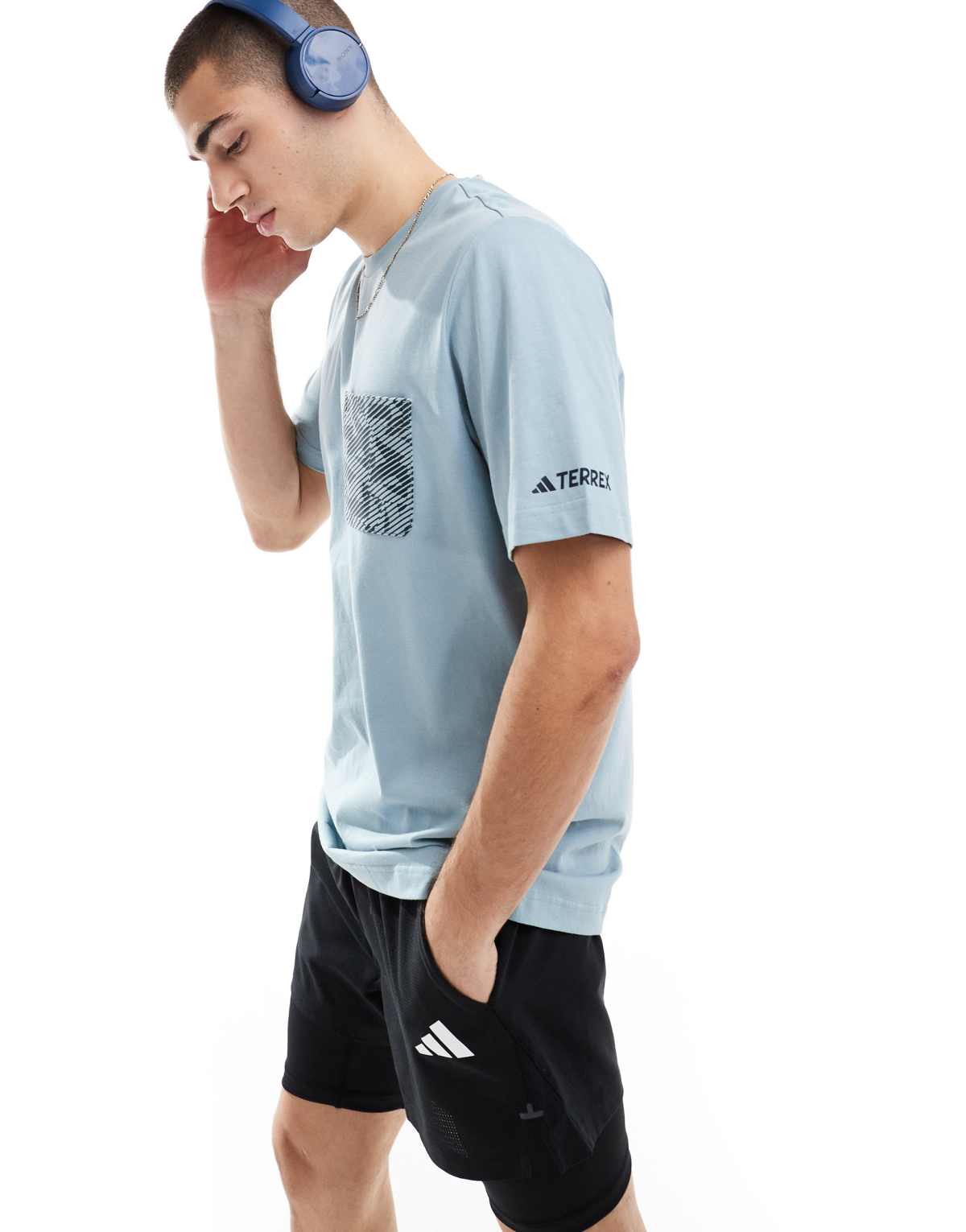 adidas Outdoor Terrex t-shirt with patch pocket in grey