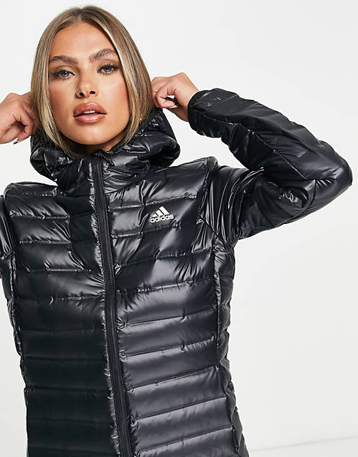 Coats & Jackets adidas Outdoor Varilite hooded puffer jacket in black 