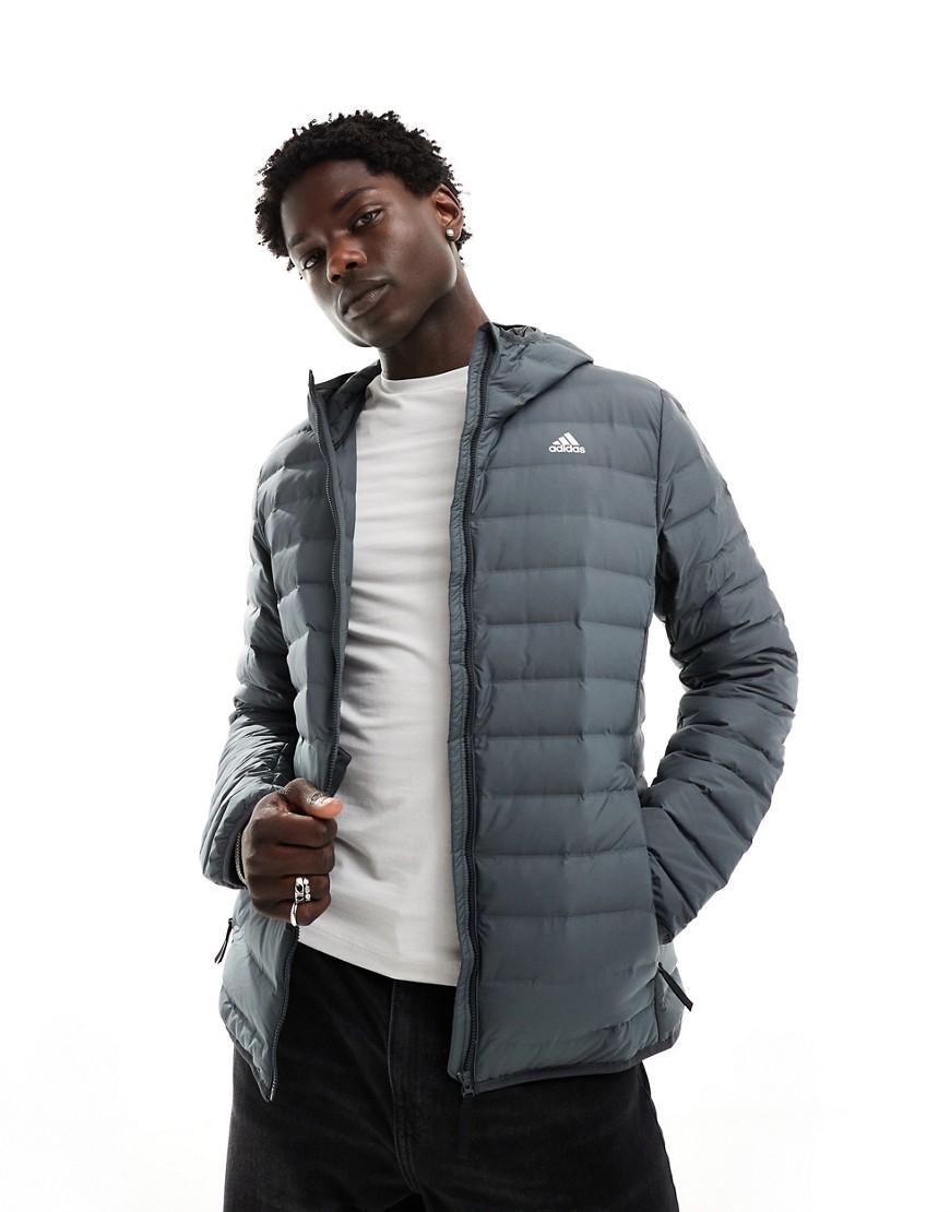 adidas Outdoor Varilite padded hooded jacket in grey-Black