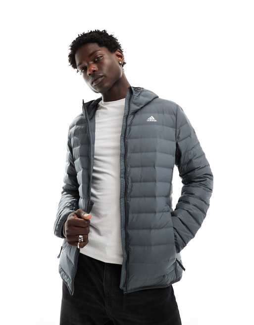 adidas Outdoor Varilite padded hooded jacket in grey ASOS