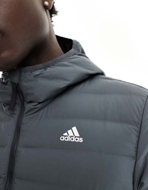 adidas Outdoor Varilite padded hooded jacket in grey