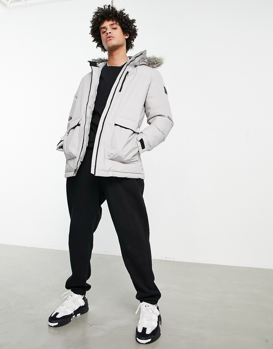 Adidas Outdoor Xploric parka jacket in metal gray
