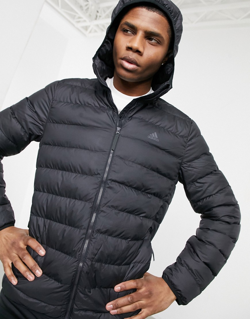 adidas Outdoors hooded puffer jacket in black