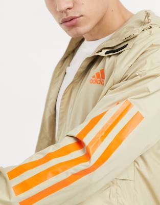adidas outdoors hooded jacket in stone