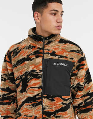 adidas outdoors reversible fleece in black camo