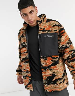 adidas outdoors reversible fleece in black camo