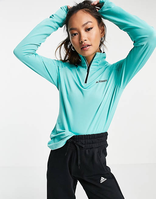Hoodies & Sweatshirts adidas Outdoors Terrex half zip fleece in mint 