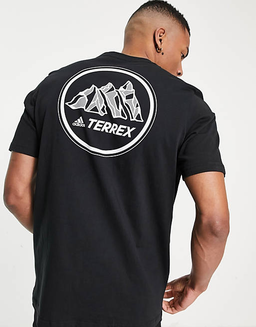  adidas Outdoors Terrex logo mountain graphic t-shirt in black 
