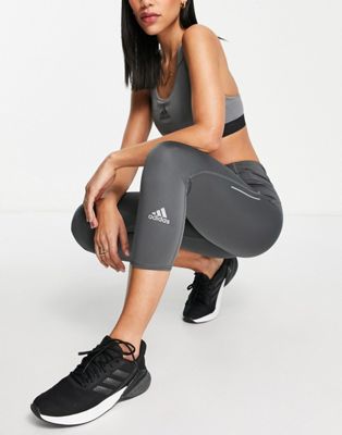 adidas Own the Run 3/4 running leggings in grey