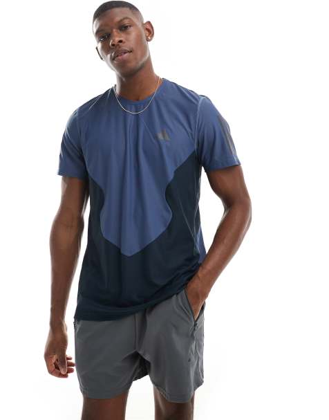 adidas – Own The Run – Bläckblå, blockfärgad t-shirt - view 1