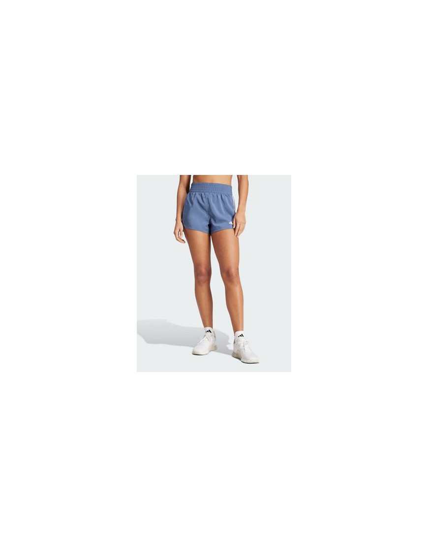 adidas Pacer Training 3-stripes woven high-Rise shorts in blue