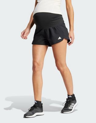 adidas Pacer Woven Stretch Training Maternity Shorts in Black - ASOS Price Checker