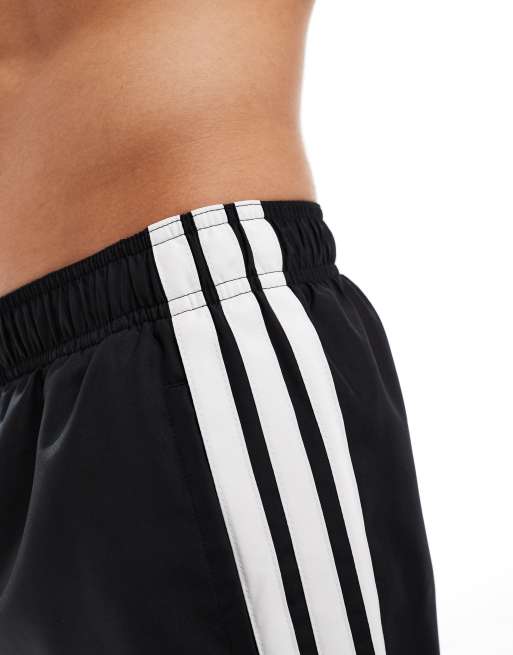adidas - Pantaloncini da bagno con 3 strisce neri da 3", 3 di 5