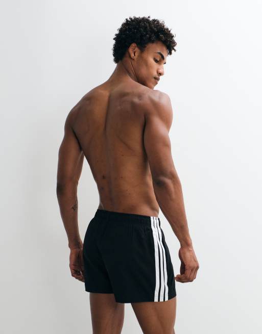 adidas pantaloncini da bagno da training 3 in nero con tre strisce, 4 di 5