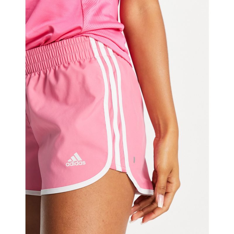Donna ELScQ adidas - Pantaloncini da corsa rosa con tre strisce