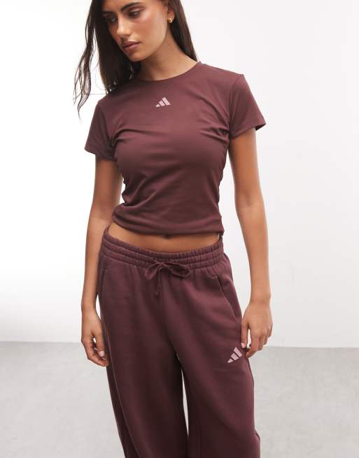 adidas pantaloni sportivi Training Three Stripes Studios bordeaux, 2 di 5