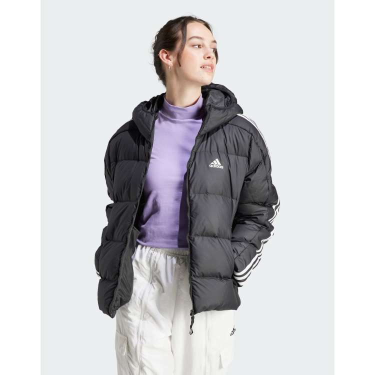 adidas Parka in Schwarz mit Kapuze mit Kunstpelzbesatz ASOS