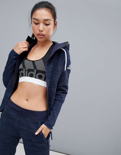 Adidas navy hot sale hoodie women's