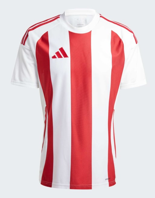 adidas performance - 24 gestreepte shirt in wit / team power rood 2