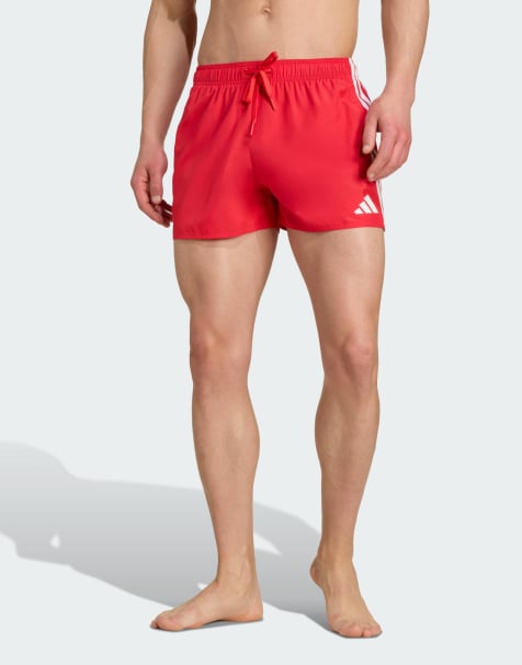 adidas performance - 3-inch zwemshort met 3-Stripes in rood en wit - view 1