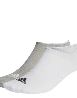 adidas performance - 3 Paar dünne, leichte Füßlinge in meliertem Mittelgrau / Weiß /
