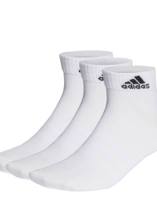 adidas Performance - 3 Paar dünne, leichte Knöchelsocken in Weiß / Schwarz